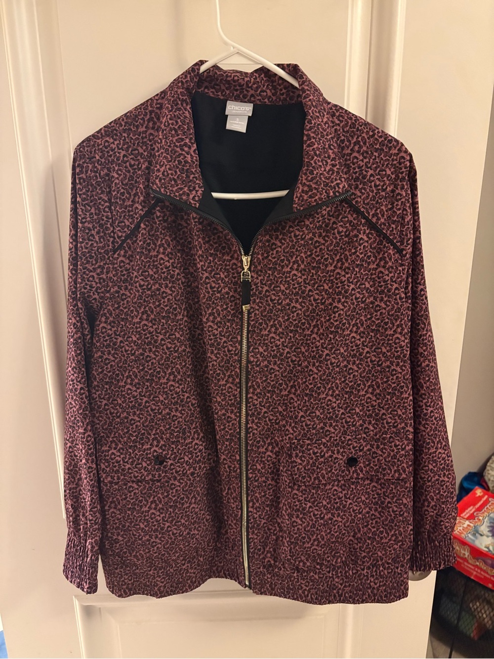 Chico's Leopard-Print Zip Bomber Jacket